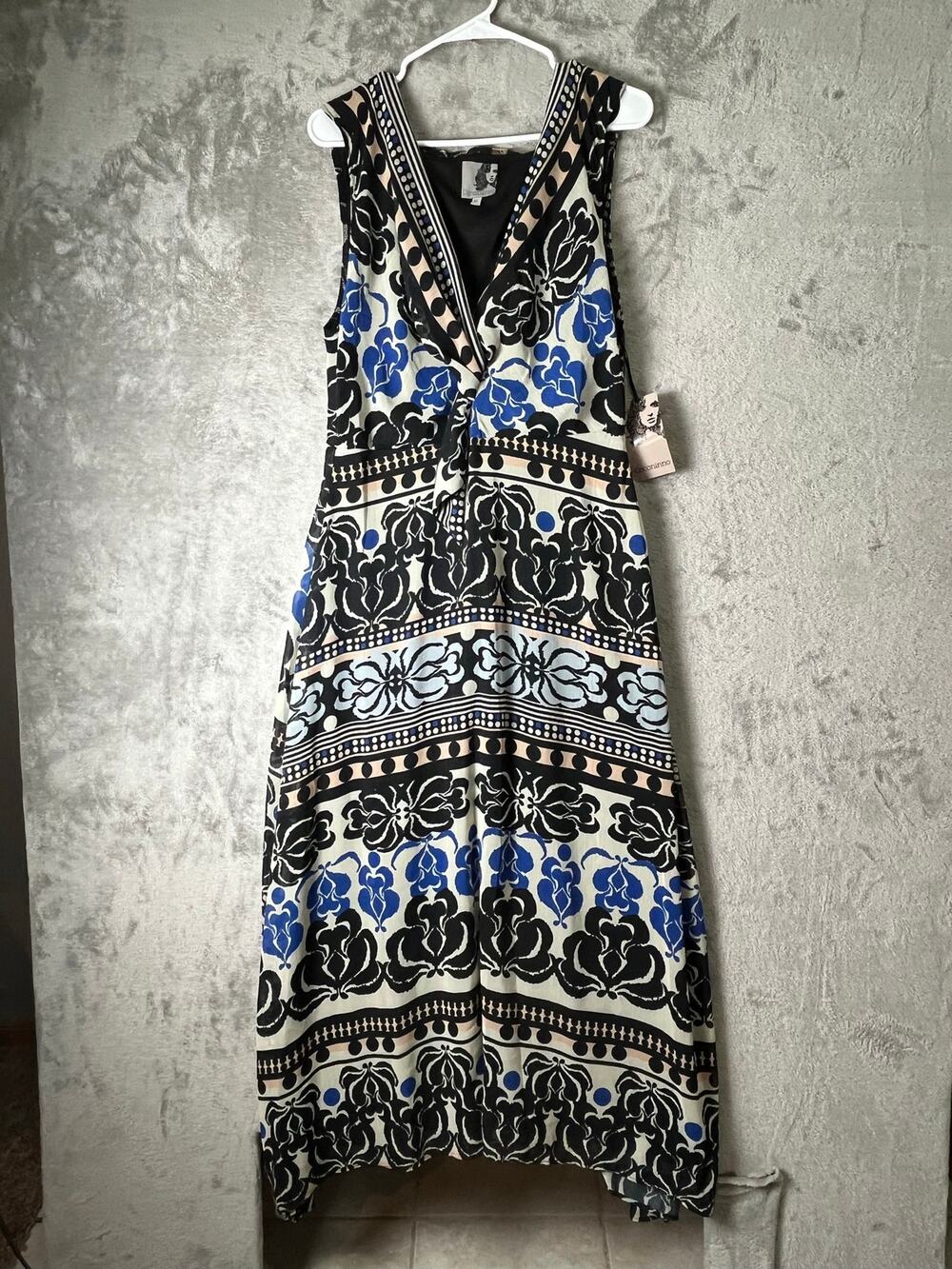 Coconinno Martine Boho Floral Sleeveless V Neck Maxi Dress Resort Chic XL New